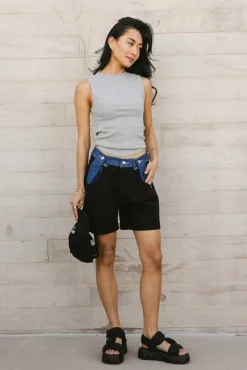 Bohme Alex Colorblock Denim Shorts in - FINAL SALE