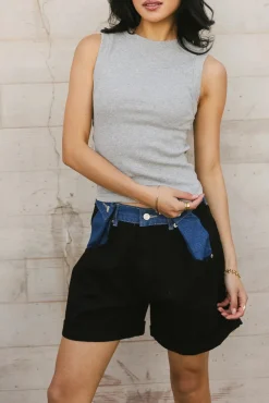 Bohme Alex Colorblock Denim Shorts in - FINAL SALE