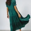 Bohme Amanda Tiered Dress in Hunter Green