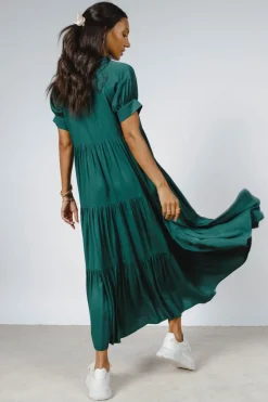 Bohme Amanda Tiered Dress in Hunter Green