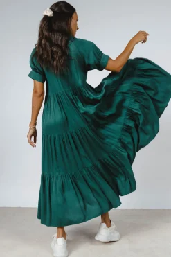 Bohme Amanda Tiered Dress in Hunter Green