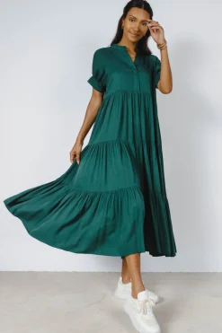 Bohme Amanda Tiered Dress in Hunter Green