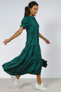 Bohme Amanda Tiered Dress in Hunter Green