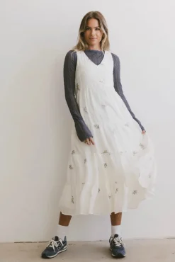 Bohme Ari Embroidered Floral Midi Dress
