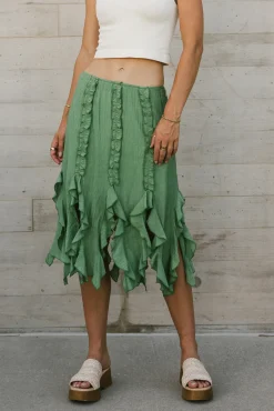 Bohme Arista Ruffled Midi Skirt in
