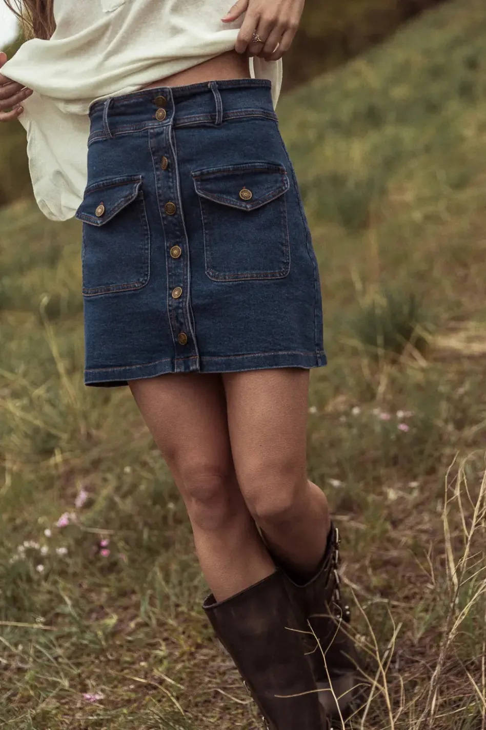 Bohme Beatrice Denim Mini Skirt