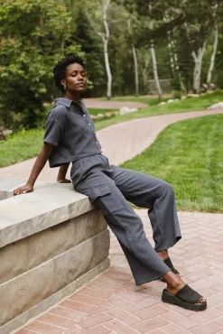 Bohme Benji Cotton Gauze Pants in Slate Blue - FINAL SALE