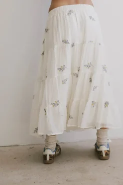 Bohme Bluebell Embroidered Midi Skirt