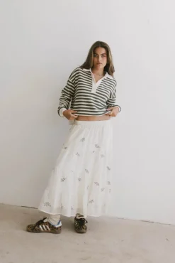 Bohme Bluebell Embroidered Midi Skirt