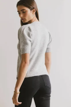 Bohme Colletta Short Sleeve Cardigan in Heather Grey