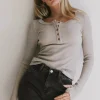 Bohme Conrad Fitted Waffle Tee in Heathered Black