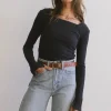 Bohme Cosette Ribbed Ruched Top in