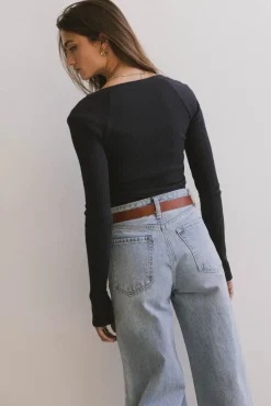 Bohme Cosette Ribbed Ruched Top in