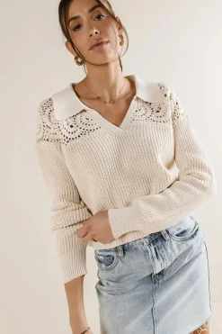 Bohme Crochet Collared Sweater