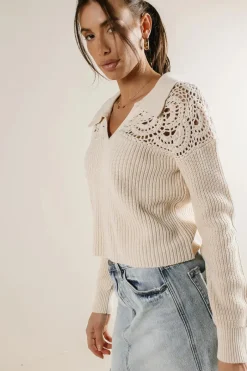 Bohme Crochet Collared Sweater