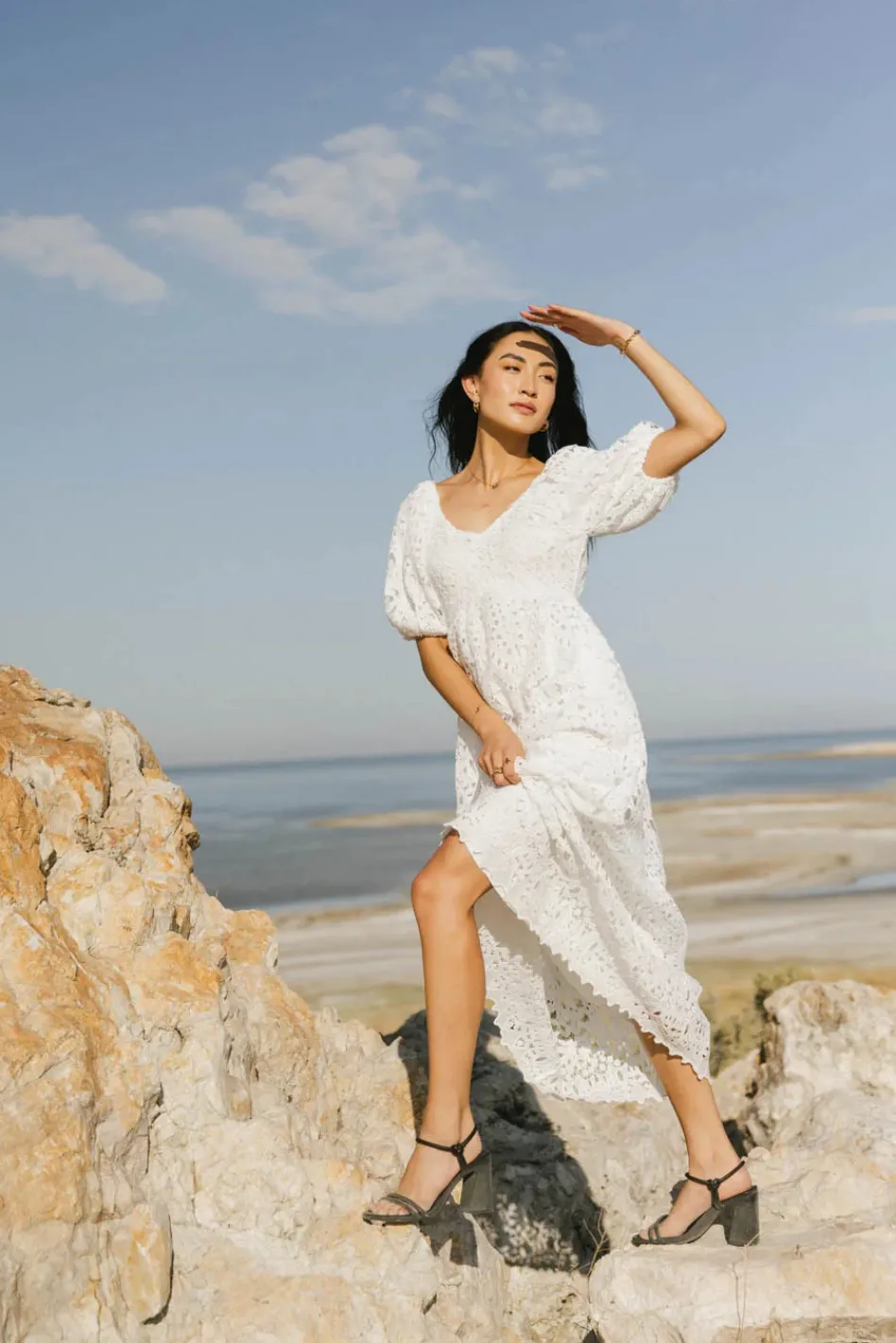 Bohme Devon Eyelet Lace Maxi Dress in