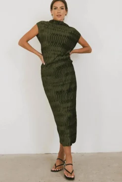 Bohme Dream Textured Skirt in Dark Moss