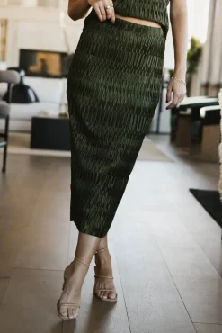 Bohme Dream Textured Skirt in Dark Moss