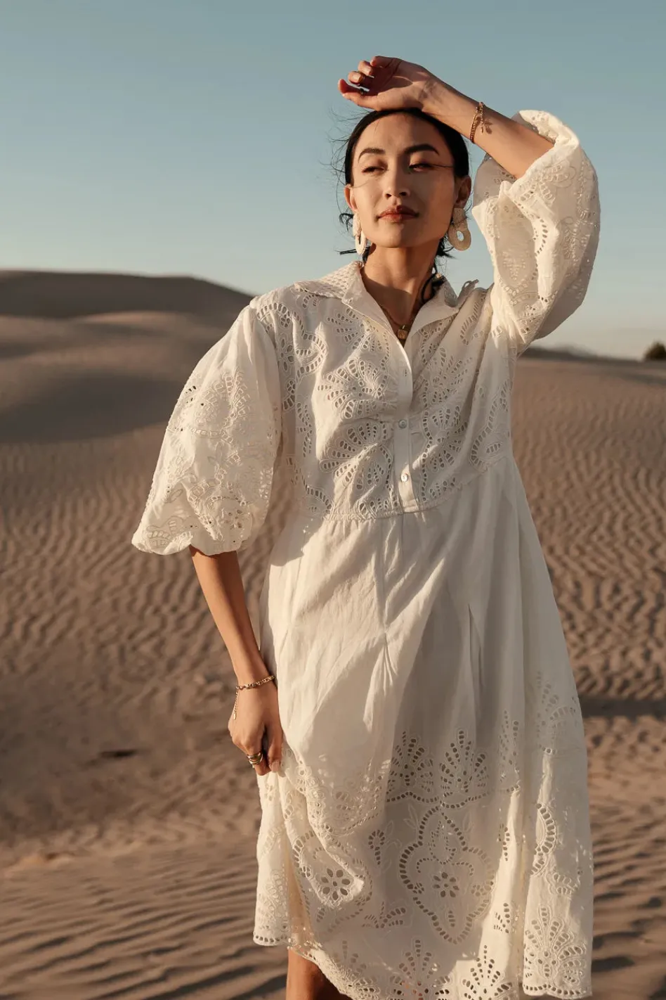 Bohme Eleanor Eyelet Lace Midi Dress in