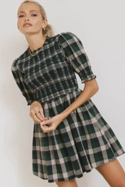 Bohme Emmett Plaid Smocked Mini Dress