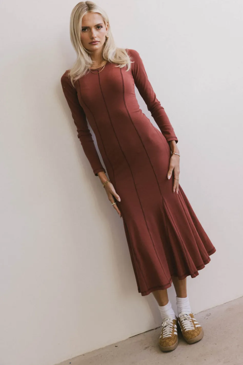 Bohme Fiona Ribbed Godet Dress in
