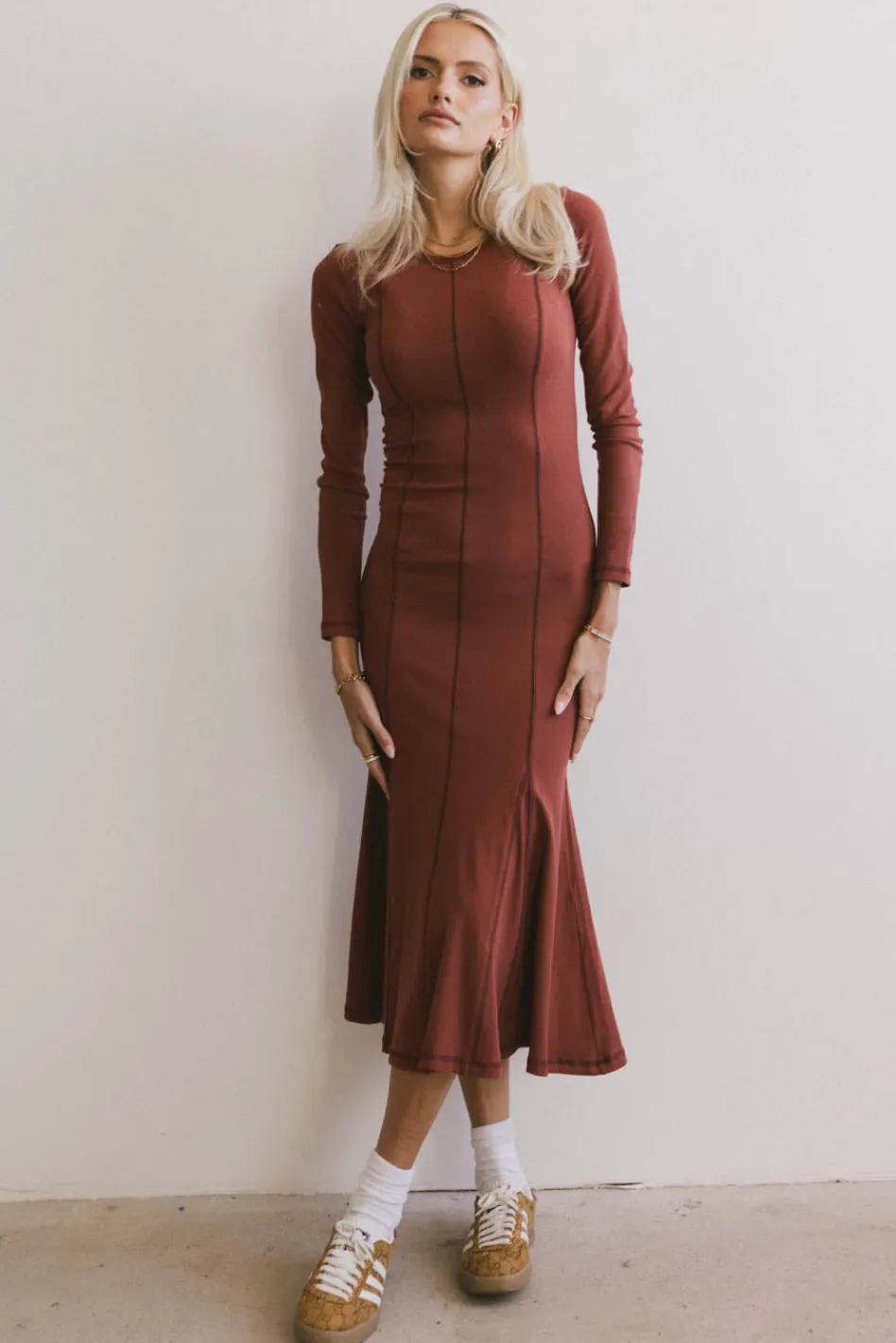 Bohme Fiona Ribbed Godet Dress in