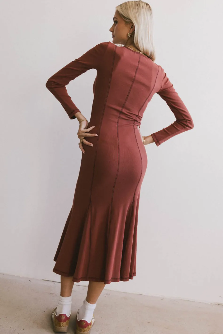 Bohme Fiona Ribbed Godet Dress in