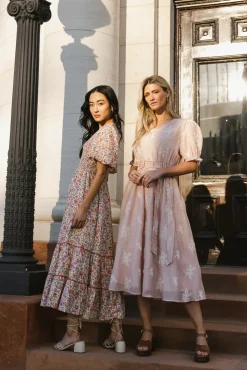Bohme Gloria Embroidered Midi Dress