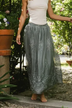 Bohme Grace Floral Tulle Skirt in