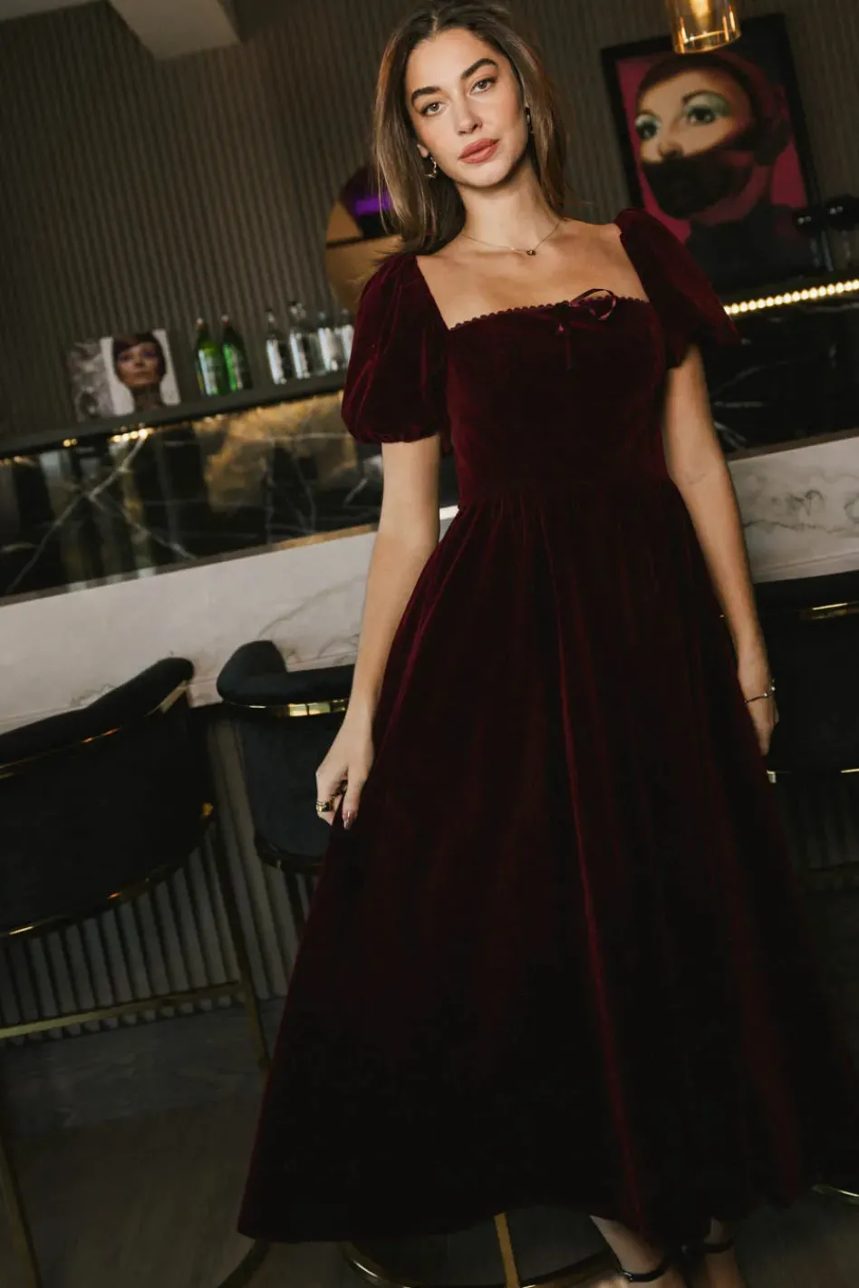 Bohme Halia Velvet Midi Dress