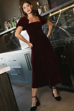 Bohme Halia Velvet Midi Dress