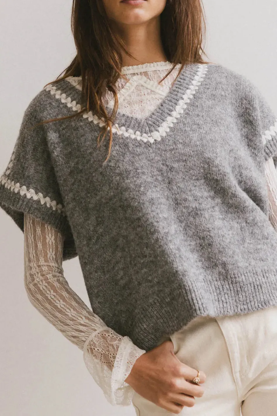 Bohme Hazel Embroidered Sweater Top in