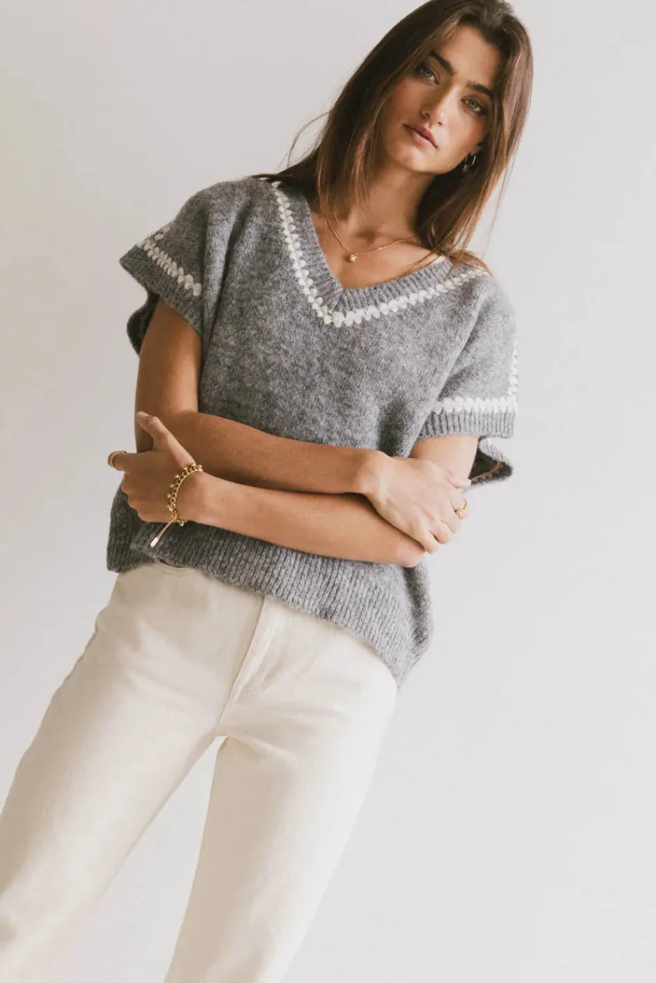 Bohme Hazel Embroidered Sweater Top in