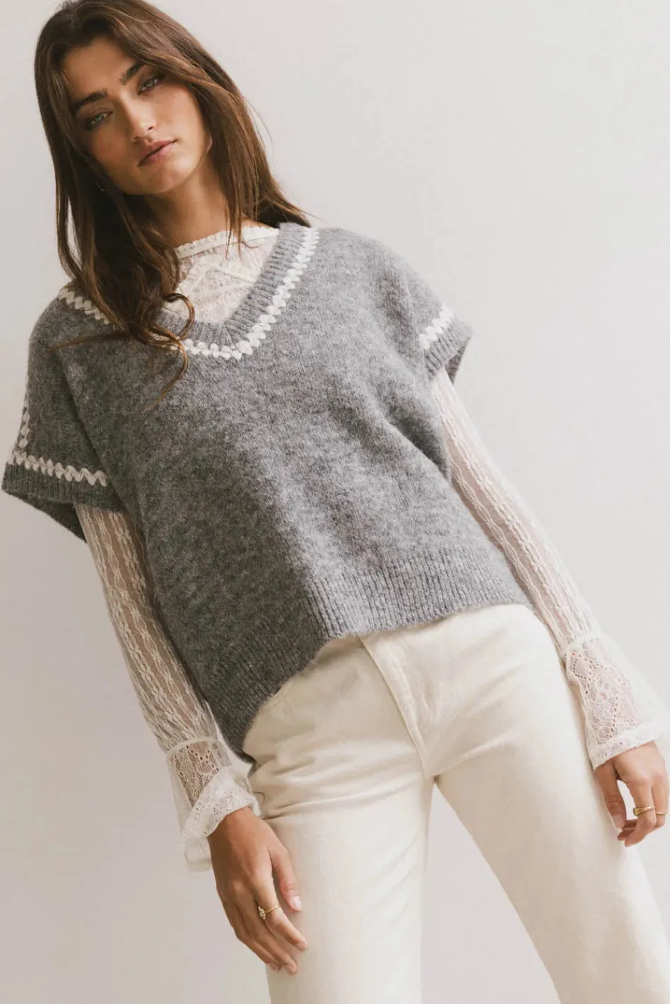 Bohme Hazel Embroidered Sweater Top in