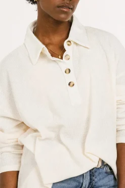 Bohme Isabelle Waffle Knit Henley Top in