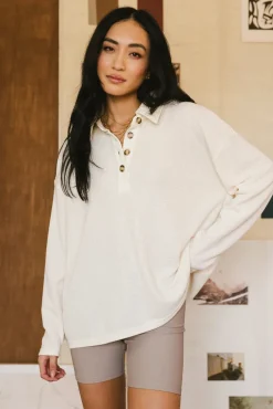 Bohme Isabelle Waffle Knit Henley Top in