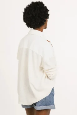 Bohme Isabelle Waffle Knit Henley Top in