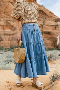 Bohme Joannie Tiered Denim Skirt