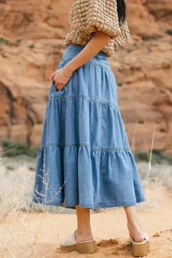 Bohme Joannie Tiered Denim Skirt