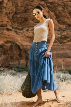 Bohme Joannie Tiered Denim Skirt