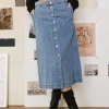 Bohme Kaylee Button Denim Skirt
