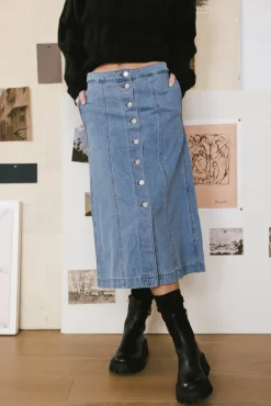 Bohme Kaylee Button Denim Skirt