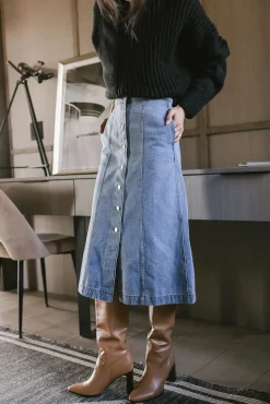 Bohme Kaylee Button Denim Skirt