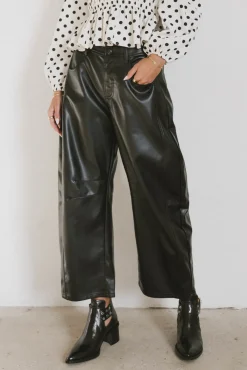 Bohme Langston Vegan Leather Barrel Jeans in
