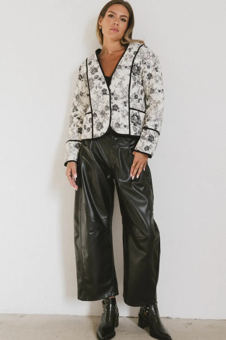 Bohme Langston Vegan Leather Barrel Jeans in