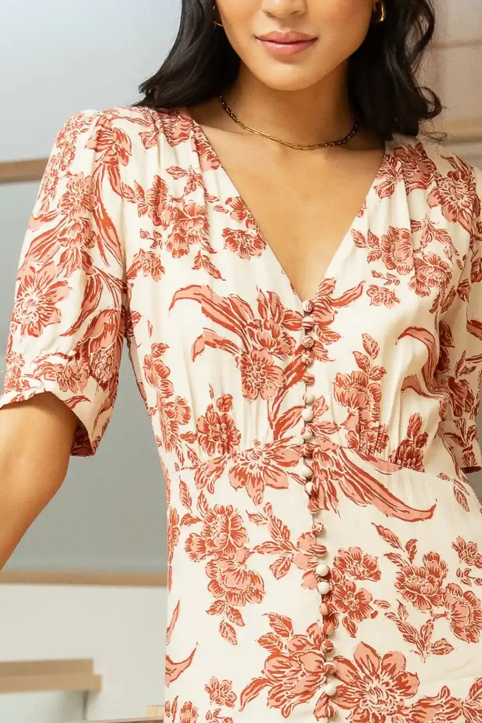 Bohme Lia Floral Midi Dress in