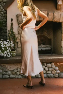 Bohme Lovinia Satin Midi Skirt in
