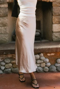 Bohme Lovinia Satin Midi Skirt in