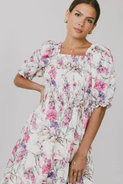 Bohme Luciana Floral Smocked Midi Dress