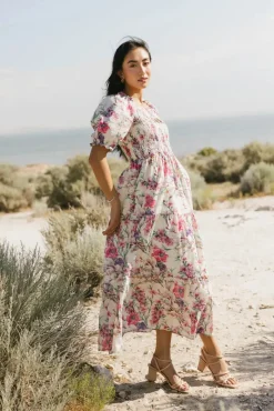 Bohme Luciana Floral Smocked Midi Dress